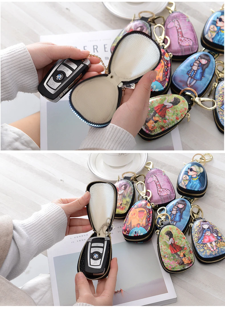 General Car Key Case Cartoon Protection Cover Men And Women Key Holder Porta Chaves Purse Porta Chave Funda Llave Lighter Bag