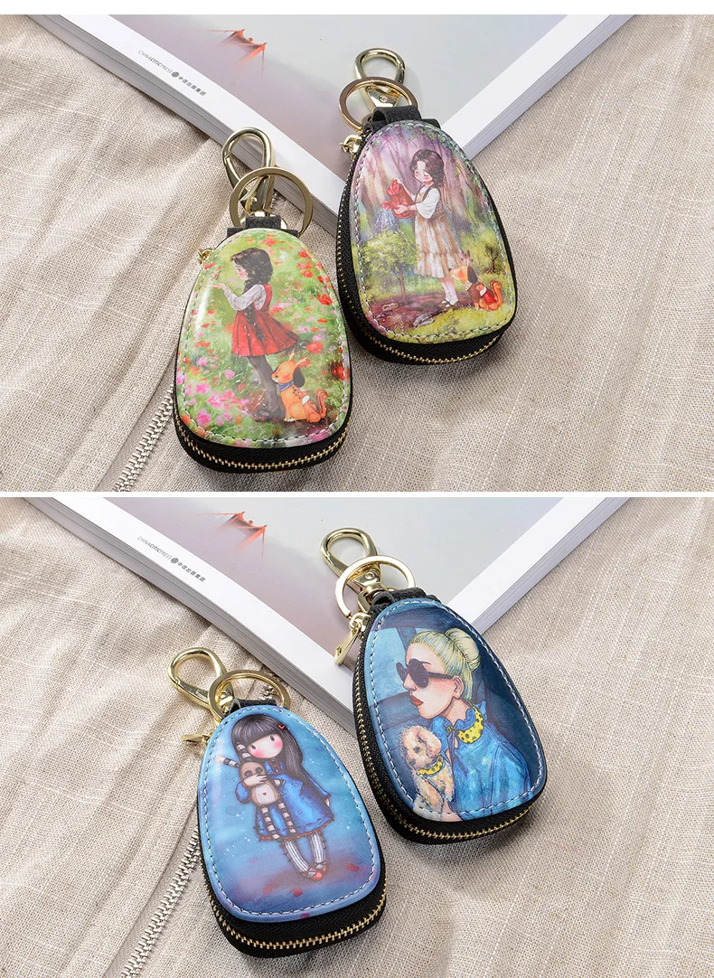 General Car Key Case Cartoon Protection Cover Men And Women Key Holder Porta Chaves Purse Porta Chave Funda Llave Lighter Bag