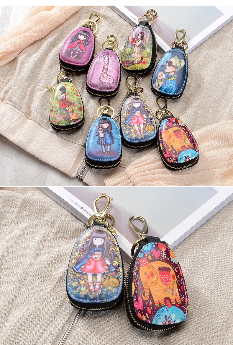 General Car Key Case Cartoon Protection Cover Men And Women Key Holder Porta Chaves Purse Porta Chave Funda Llave Lighter Bag