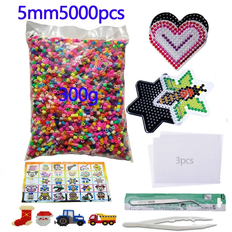 5000pcs Large 5mm Hama Beads (2 Template+3 Iron Paper+2 Tweezers) Mini Hama Fuse Beads Diy Kids Educational Toys