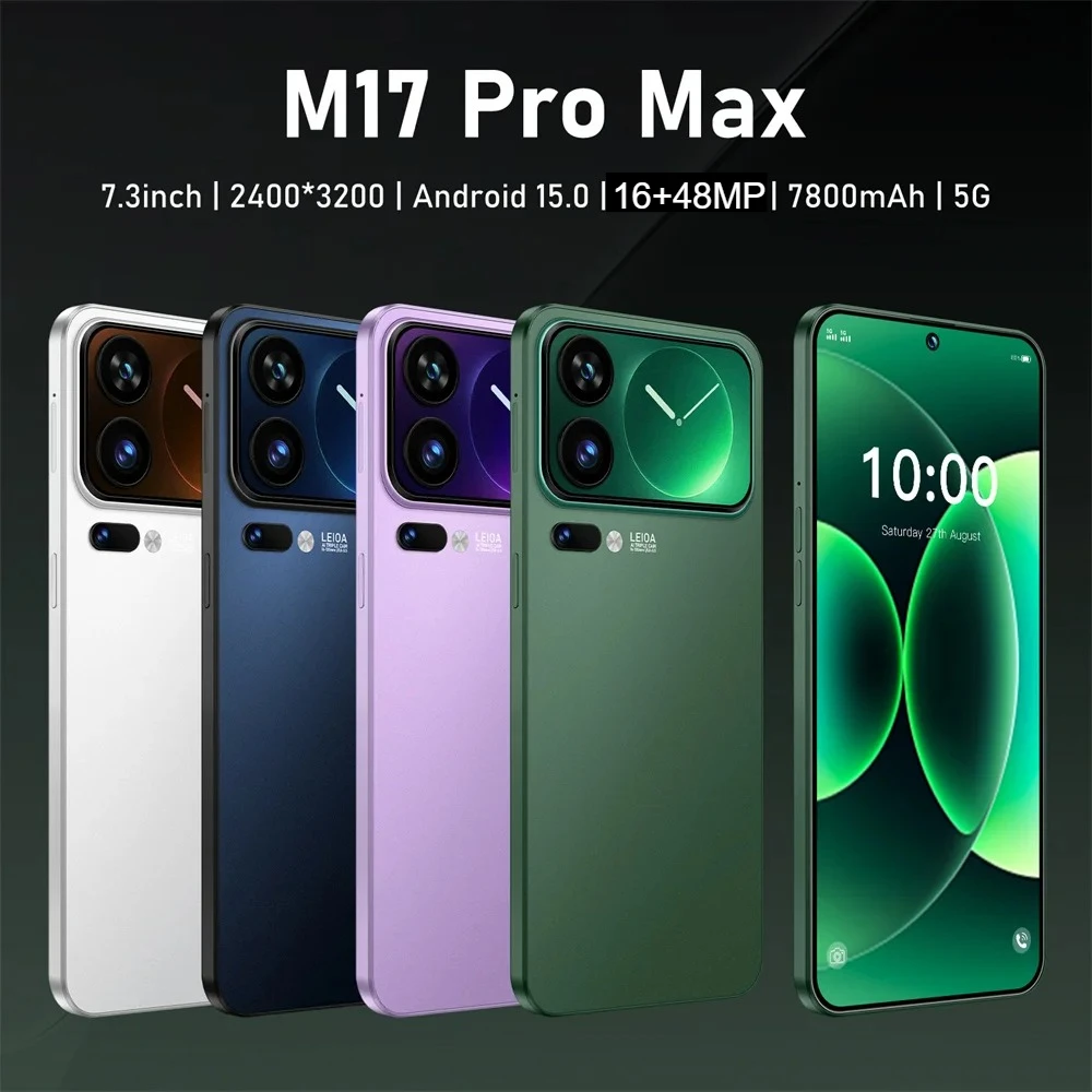 Hot New Smart Mobile Phones 7.3HD Smartphone 5G For 17 Pro Max 22G+2TB Cheap Cell Phone Android Unlocked 7800mAh Dual Sim Card