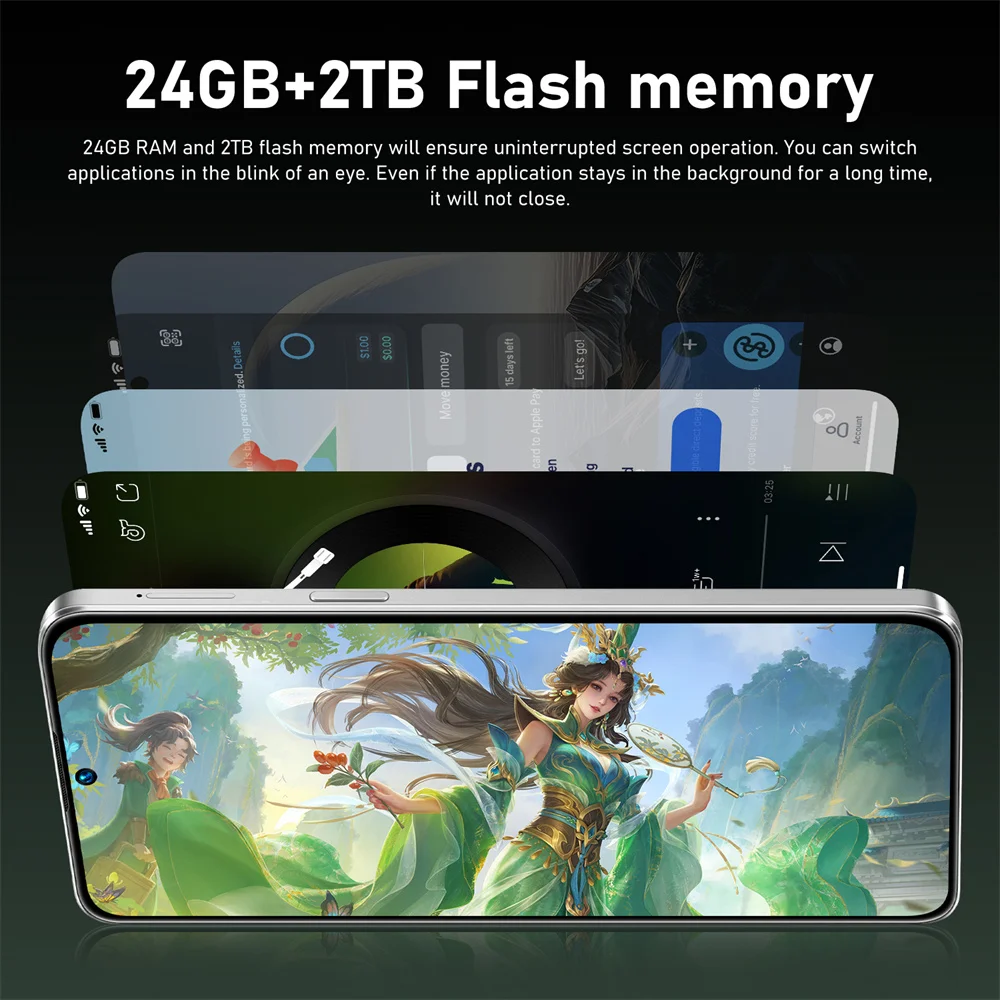 Hot New Smart Mobile Phones 7.3HD Smartphone 5G For 17 Pro Max 22G+2TB Cheap Cell Phone Android Unlocked 7800mAh Dual Sim Card