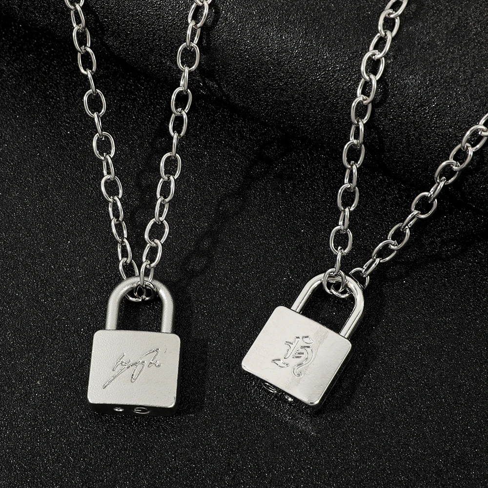 Fashionable Creative Metal Lock Necklace Same As Huang Xuanchen's Style New Punk Necklace Men Women Fans Gifts
