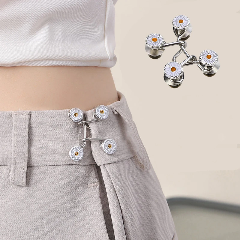 2pcs Skirt Pants Tighten Waist Brooches Jeans Adjustable Waist Clip Button Pearl Women's Brooch Set DIY Clothing Accessories K0