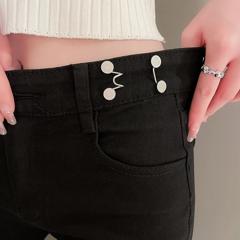 2pcs Skirt Pants Tighten Waist Brooches Jeans Adjustable Waist Clip Button Pearl Women's Brooch Set DIY Clothing Accessories K0