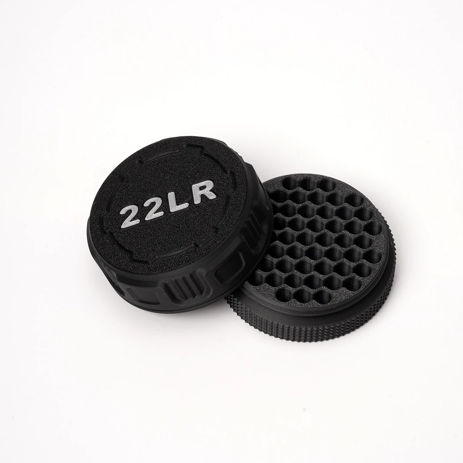 A compact storage case capable of holding 55 .22LR rounds—convenient for carrying to the shooting range.