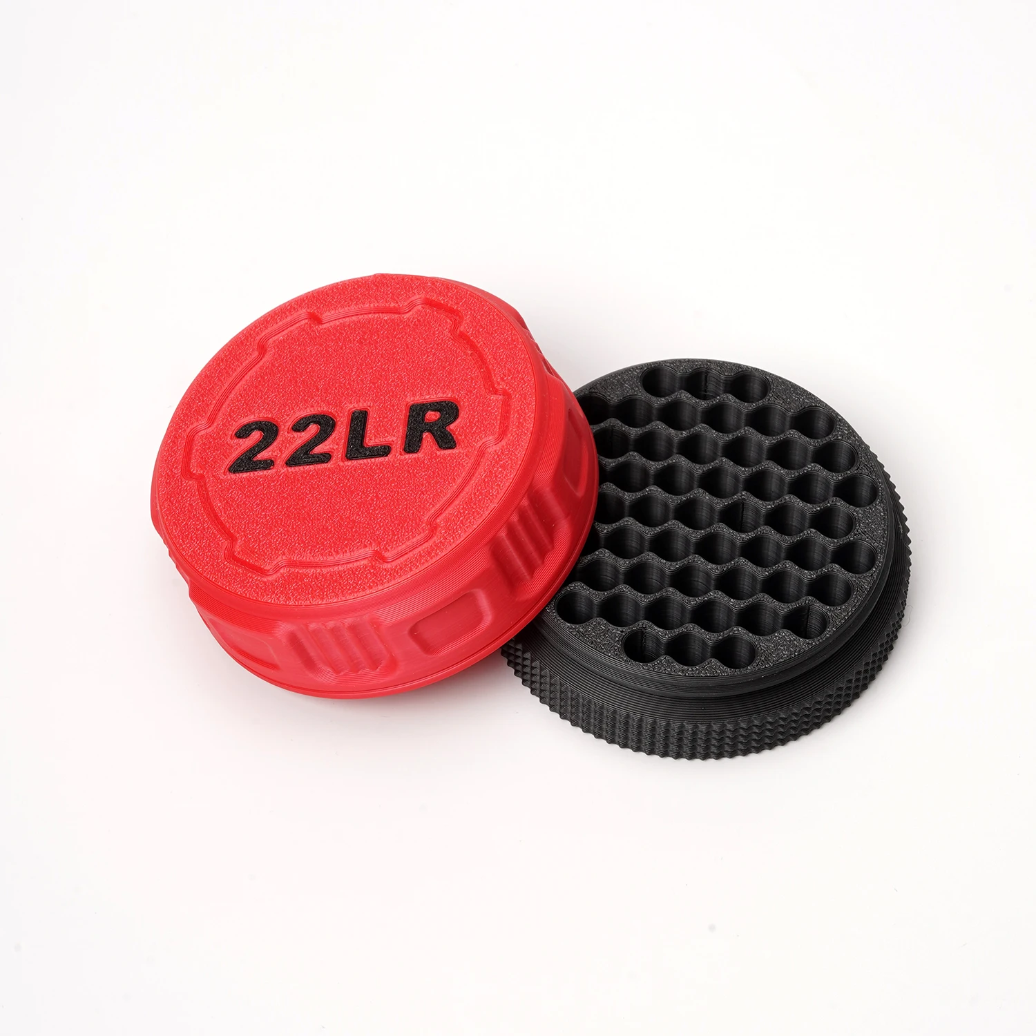 A compact storage case capable of holding 55 .22LR rounds—convenient for carrying to the shooting range.