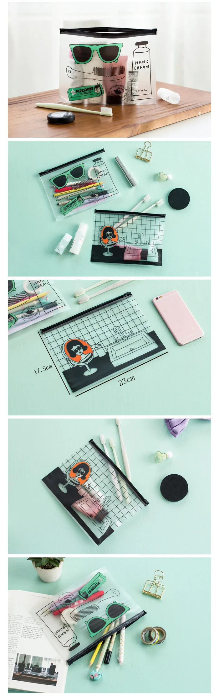 Travel Cosmetic Bags PVC Waterproof Transparent Women Portable Make Up Bag Toiletry Organizer Storage Makeup Bag Wash Pouch