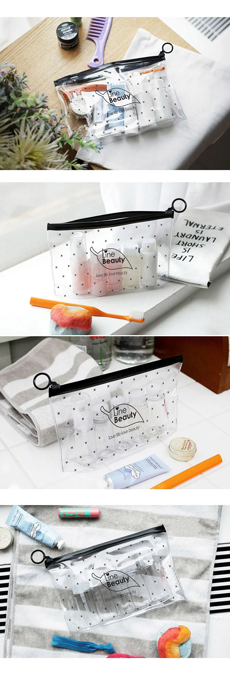 Travel Cosmetic Bags PVC Waterproof Transparent Women Portable Make Up Bag Toiletry Organizer Storage Makeup Bag Wash Pouch