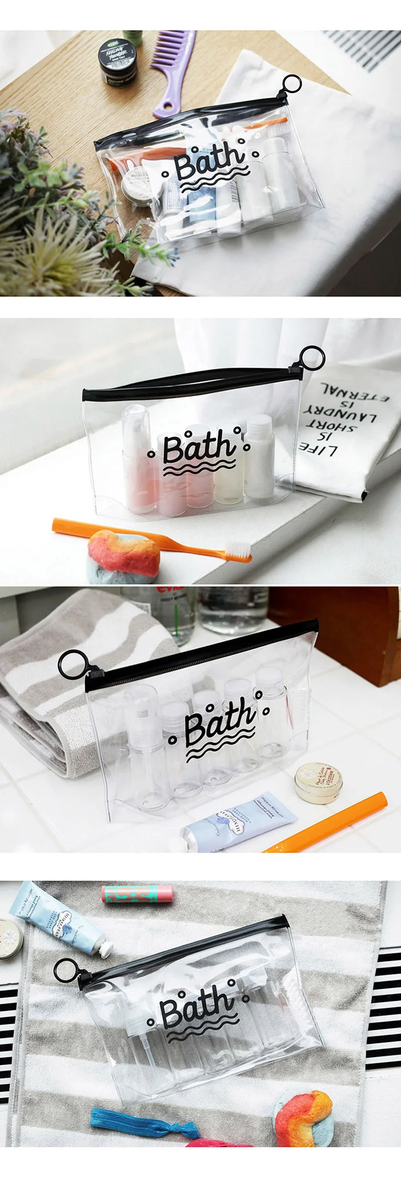 Travel Cosmetic Bags PVC Waterproof Transparent Women Portable Make Up Bag Toiletry Organizer Storage Makeup Bag Wash Pouch
