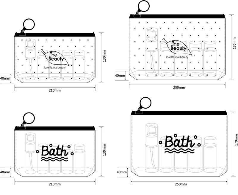 Travel Cosmetic Bags PVC Waterproof Transparent Women Portable Make Up Bag Toiletry Organizer Storage Makeup Bag Wash Pouch