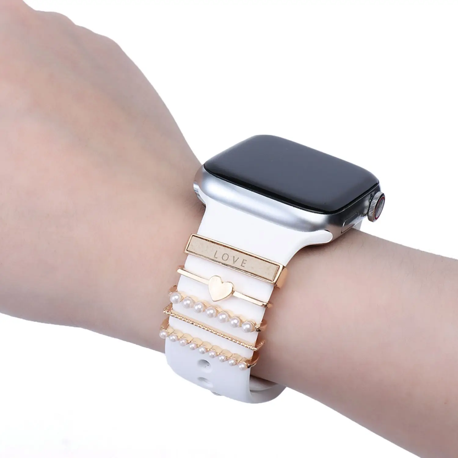 Decoration For Apple watch band ultra 8 7se Charms Diamond Jewelry iWatch/Galaxy watch 5/4/3 Bracelet silicone Strap Accessories