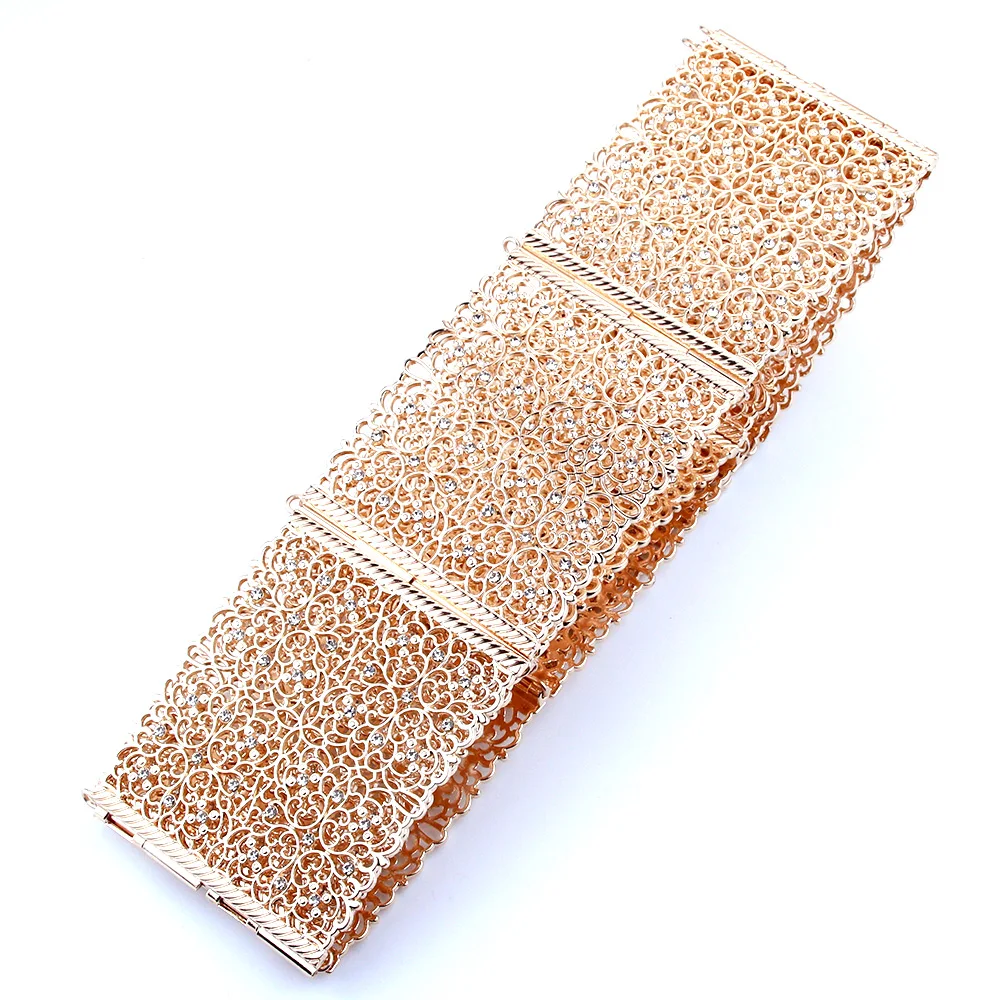 Sunspicems Morocco Caftan Belt Waistband For Women Crystal Arabic Bridal Wedding Jewlery Metal Waist Chain Adjustable Length