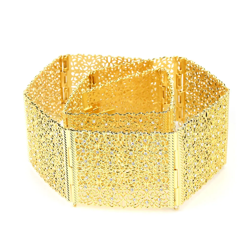 Sunspicems Morocco Caftan Belt Waistband For Women Crystal Arabic Bridal Wedding Jewlery Metal Waist Chain Adjustable Length
