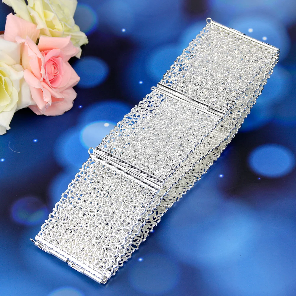 Sunspicems Morocco Caftan Belt Waistband For Women Crystal Arabic Bridal Wedding Jewlery Metal Waist Chain Adjustable Length