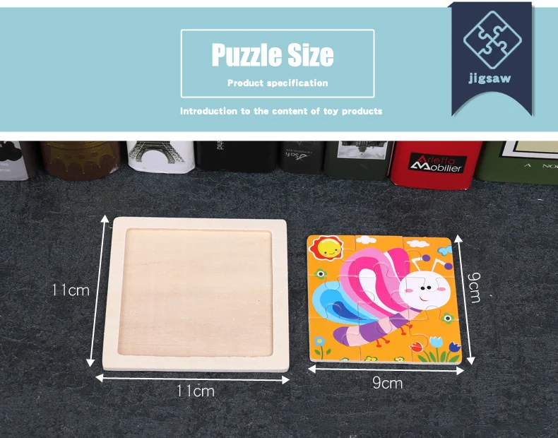 Wooden Toys 11x11cm Jigsaw 3d Puzzle Cartoon Animal Traffic Wooden Puzzle Game Montessori Educational Toys For Children