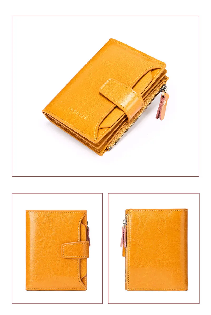New Short Women Wallets Genuine Leather Zipper Coin Pocket Women Name Engraved High Quality Card Holder Kpop Female Wallet