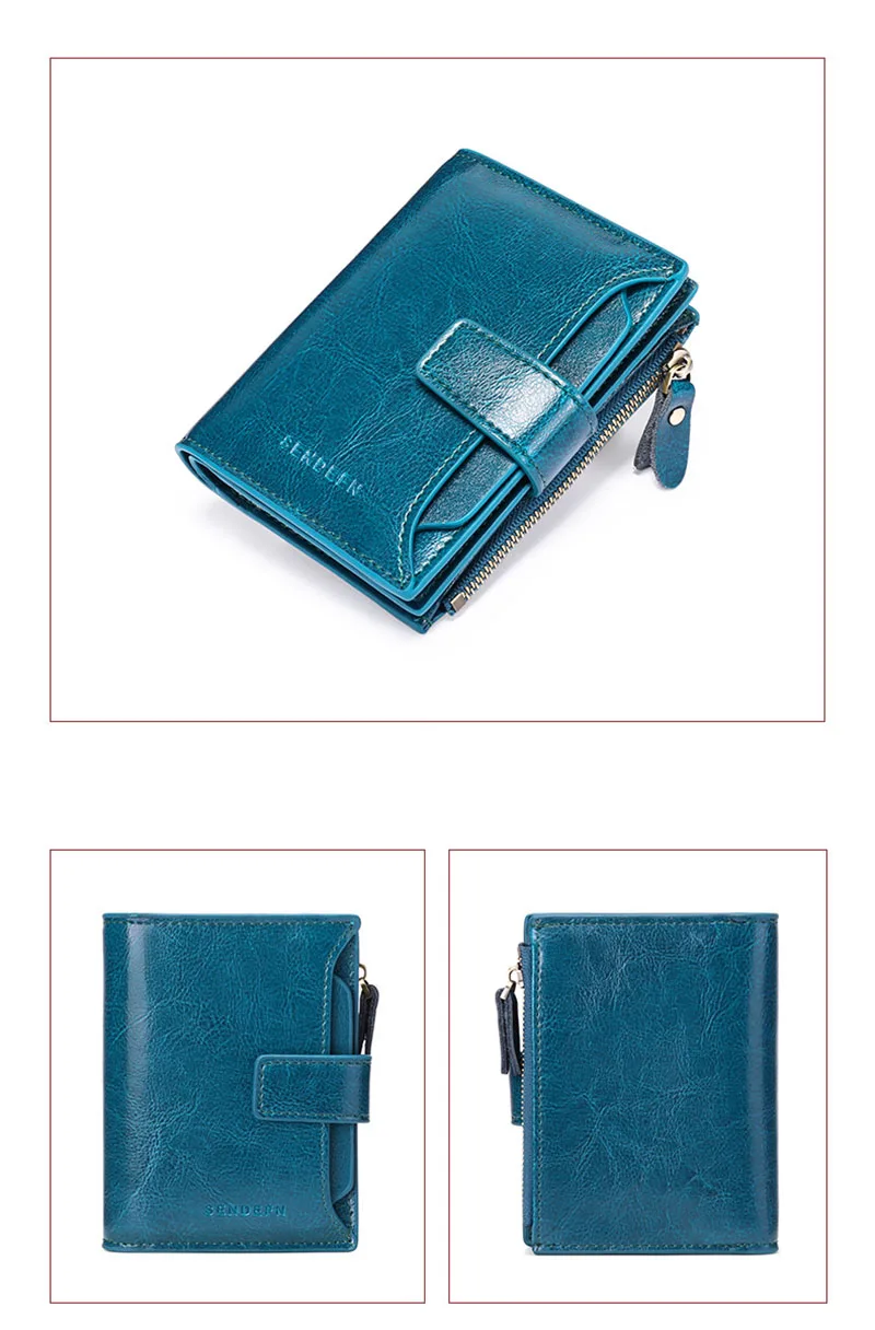 New Short Women Wallets Genuine Leather Zipper Coin Pocket Women Name Engraved High Quality Card Holder Kpop Female Wallet