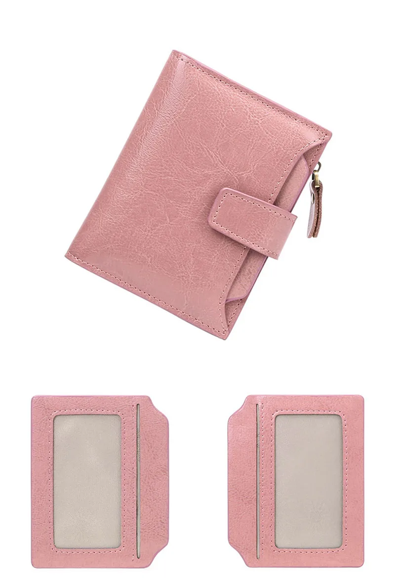 New Short Women Wallets Genuine Leather Zipper Coin Pocket Women Name Engraved High Quality Card Holder Kpop Female Wallet