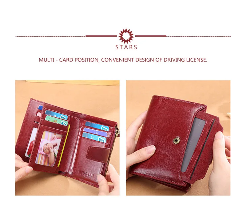 New Short Women Wallets Genuine Leather Zipper Coin Pocket Women Name Engraved High Quality Card Holder Kpop Female Wallet