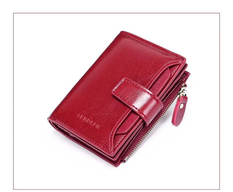 New Short Women Wallets Genuine Leather Zipper Coin Pocket Women Name Engraved High Quality Card Holder Kpop Female Wallet