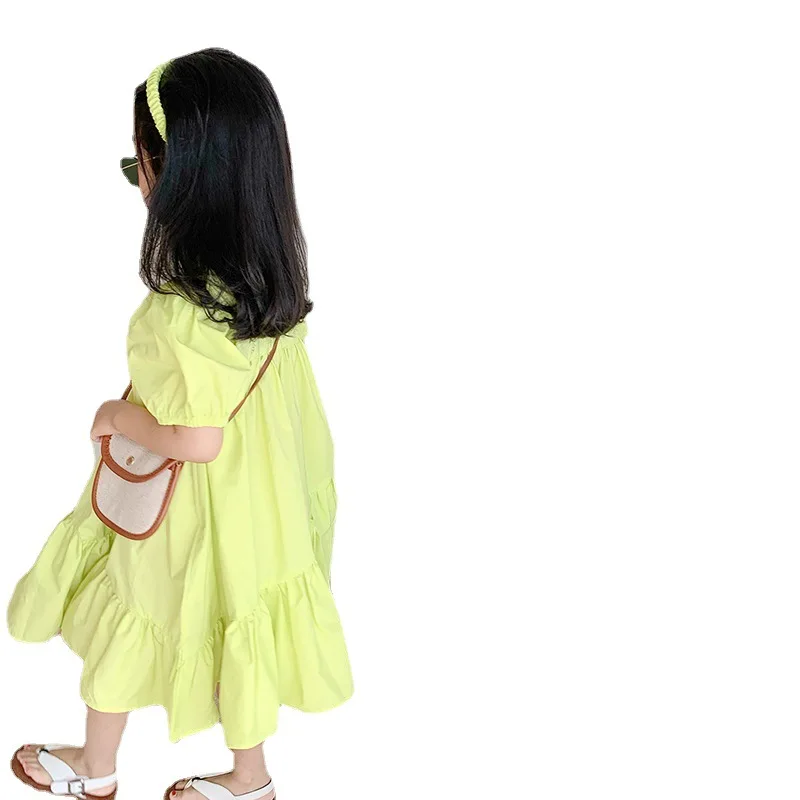 Baby Girls Dresses Summer New Stitching Short-Sleeved Irregular Dress Big Swing Edge Princess Dress Fashion Children'S Clothing