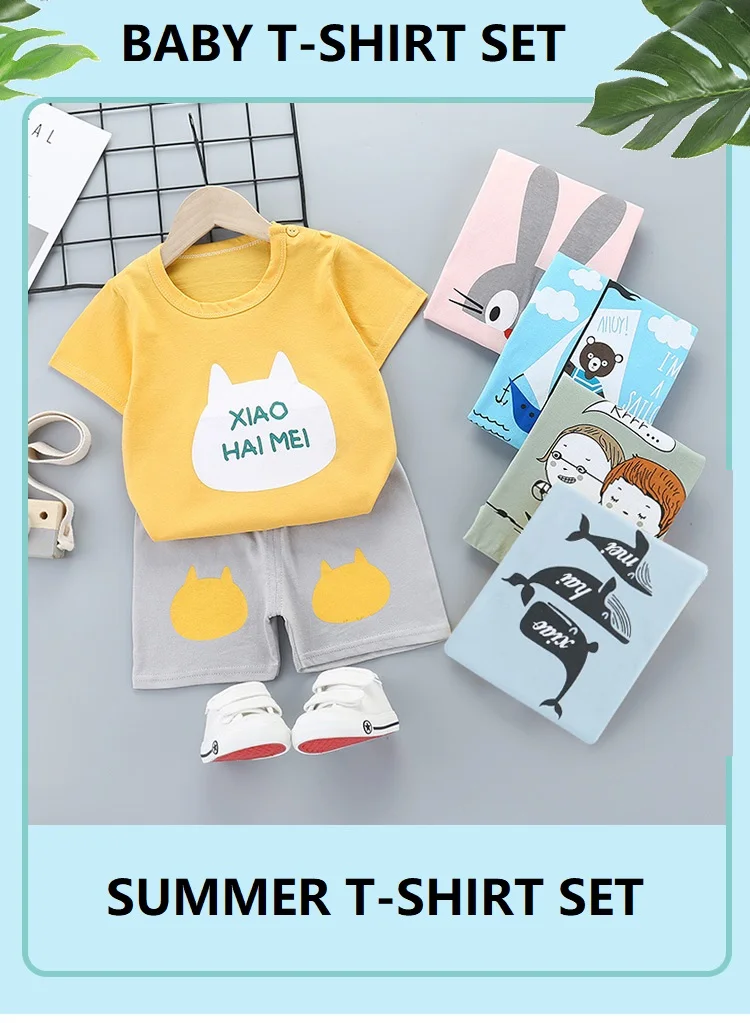 2PCS Children's Sets Mother Kids Clothes Boys Girl T-shirt Shorts Summer Cotton Short Sleeve Baby Children Clothing Toddler Suit