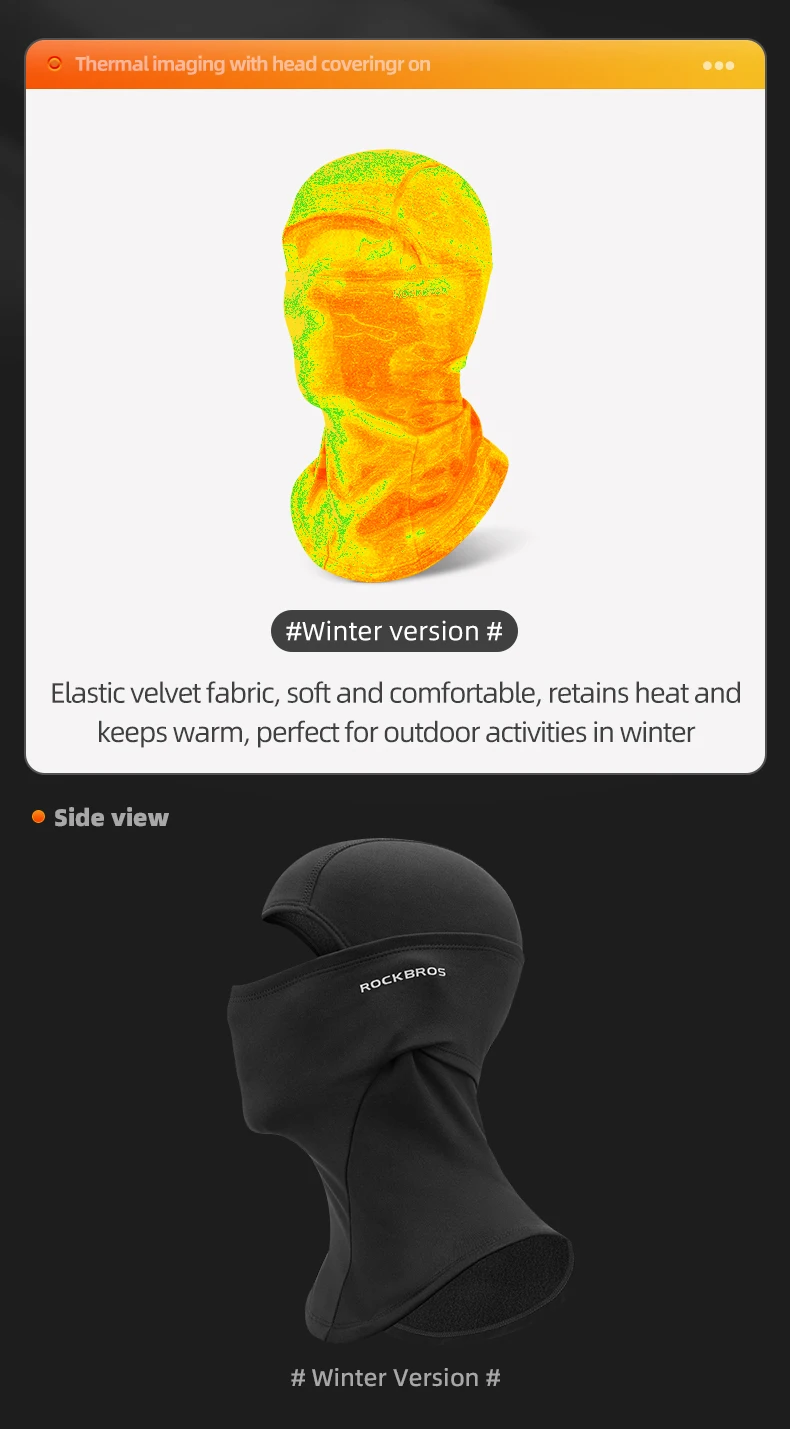 ROCKBROS Winter Face Mask Breathable Ski Cycling Scarf Running Training Balaclava Outdoor Sports Warm Winderproof Bike Equipment