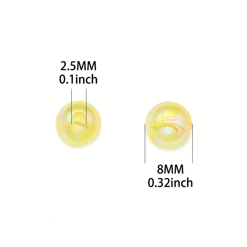 100pcs 6/8/10mm Acrylic Imitation Pearl Beads、 Random Mixed Color、AB Color 、with Hole Loose Bead Diy Handmade Jewelry Material