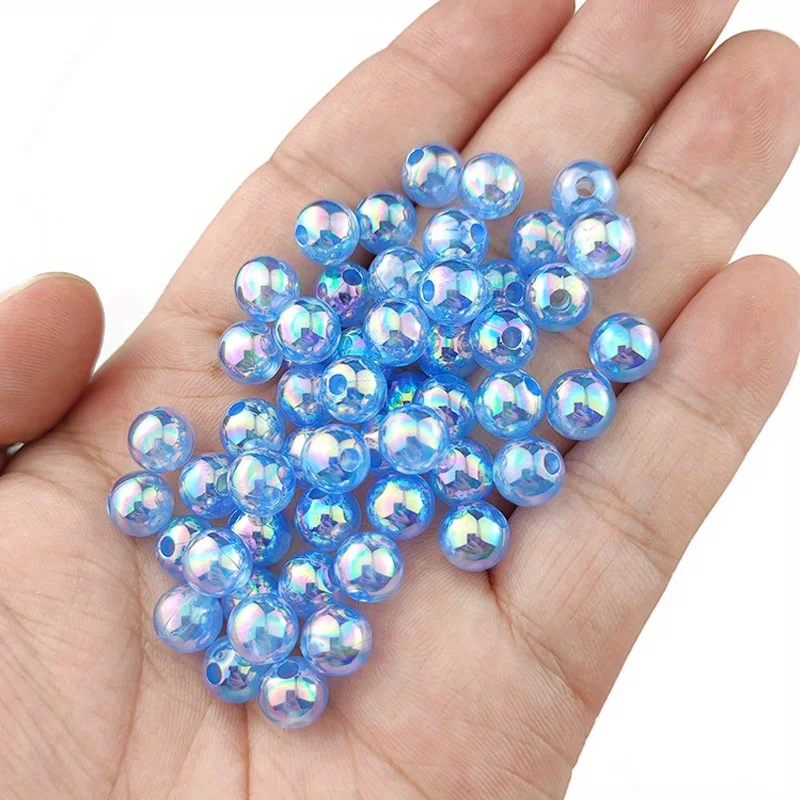 100pcs 6/8/10mm Acrylic Imitation Pearl Beads、 Random Mixed Color、AB Color 、with Hole Loose Bead Diy Handmade Jewelry Material