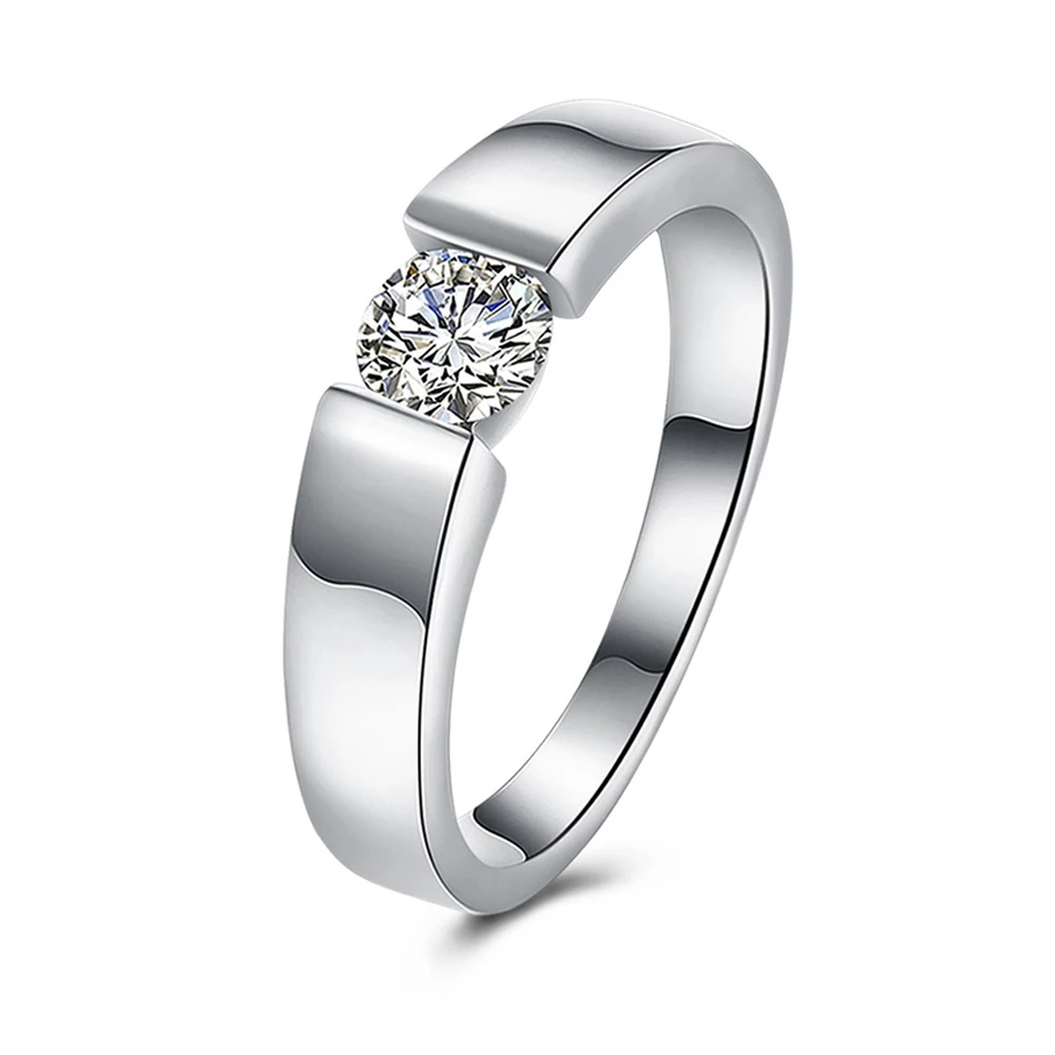 Charm 925 Sterling Silver Rings For Women Shining Crystal Size 7/8/9/10 Fashion Party Gifts Engagement Wedding Jewelry