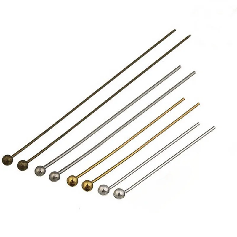 200pcs/lot 18 20 24 30 35 40 mm Metal Ball Head Pins Connector for DIY Jewelry Making Beads Needlework 0.5mm Headpin Accessories