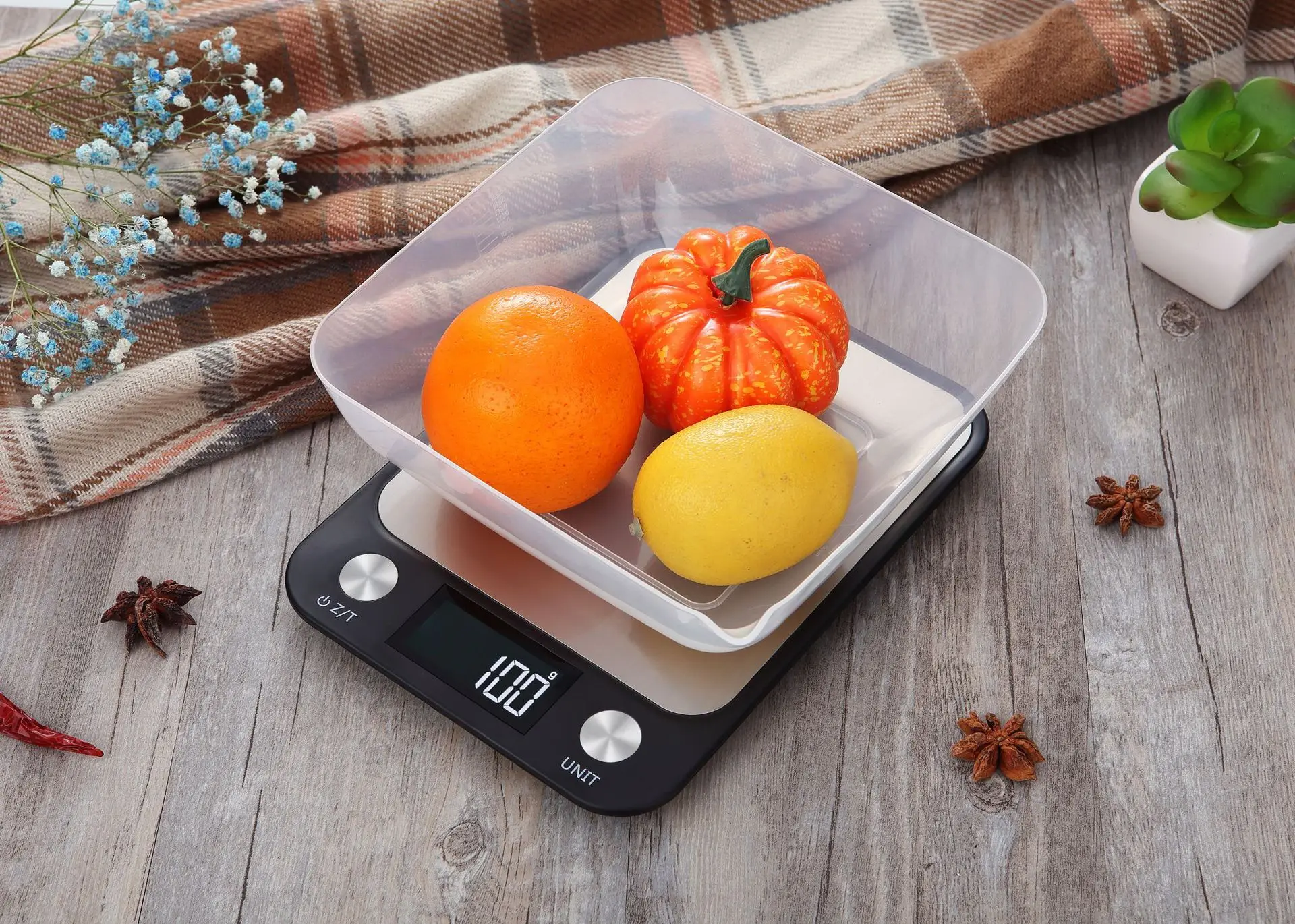 Kitchen Scale 15Kg/1g Weighing Food Coffee Balance Smart Electronic Digital Scales Stainless Steel Design for Cooking and Baking