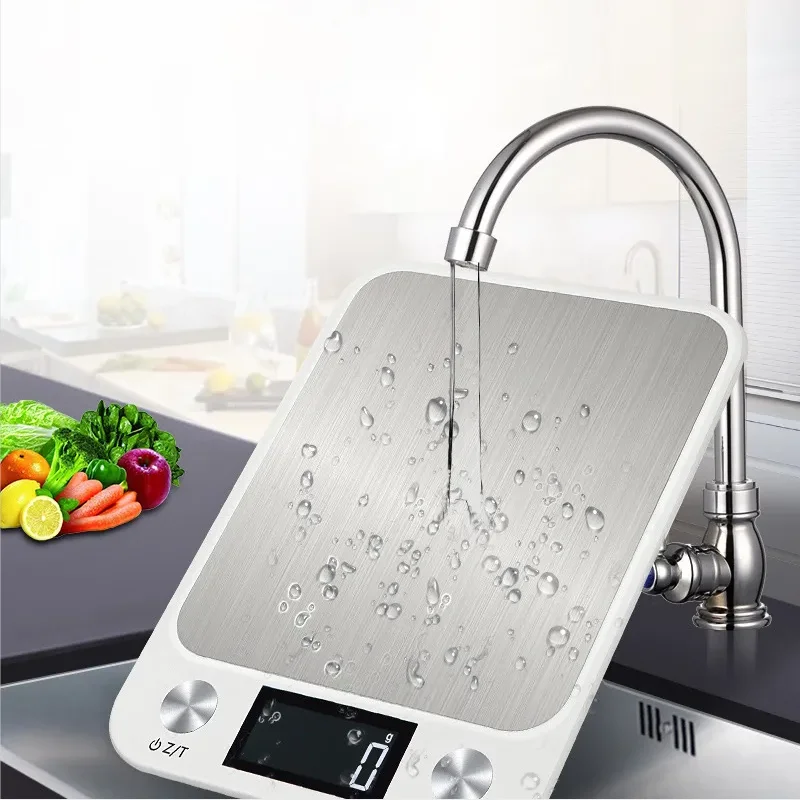 Kitchen Scale 15Kg/1g Weighing Food Coffee Balance Smart Electronic Digital Scales Stainless Steel Design for Cooking and Baking