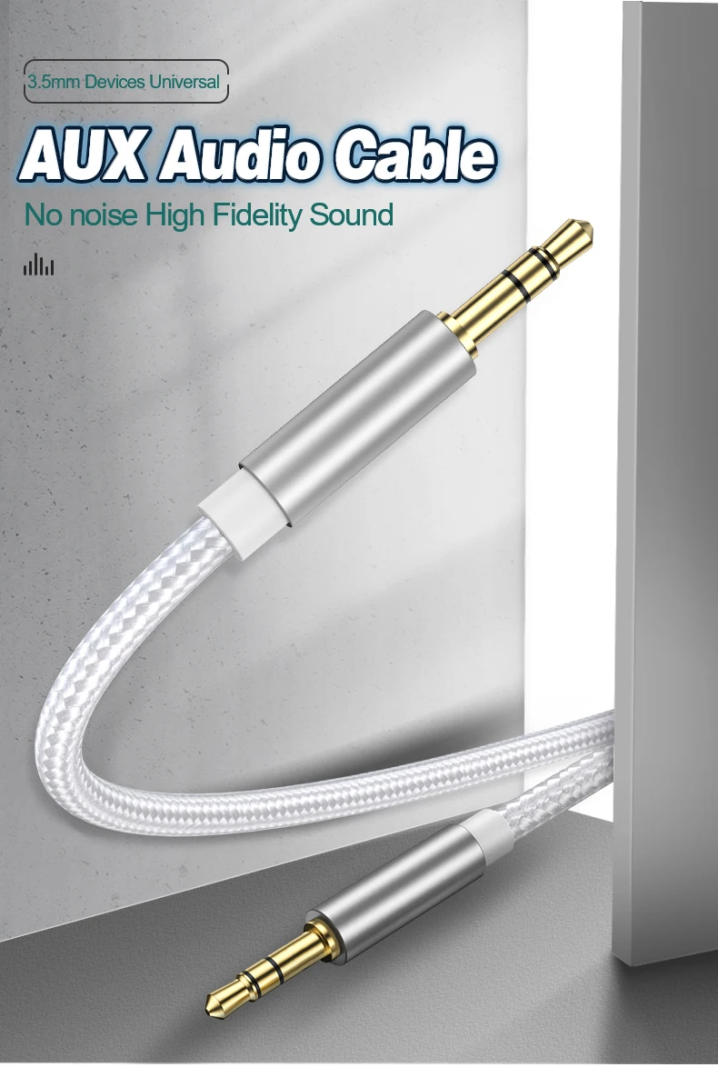 3.5mm to 3.5mm AUX Audio Cable 3.5mm Jack Speaker Cable for JBL Headphones Car Samsung Xiaomi Redmi 5 Plus Oneplus MP3 AUX Cord