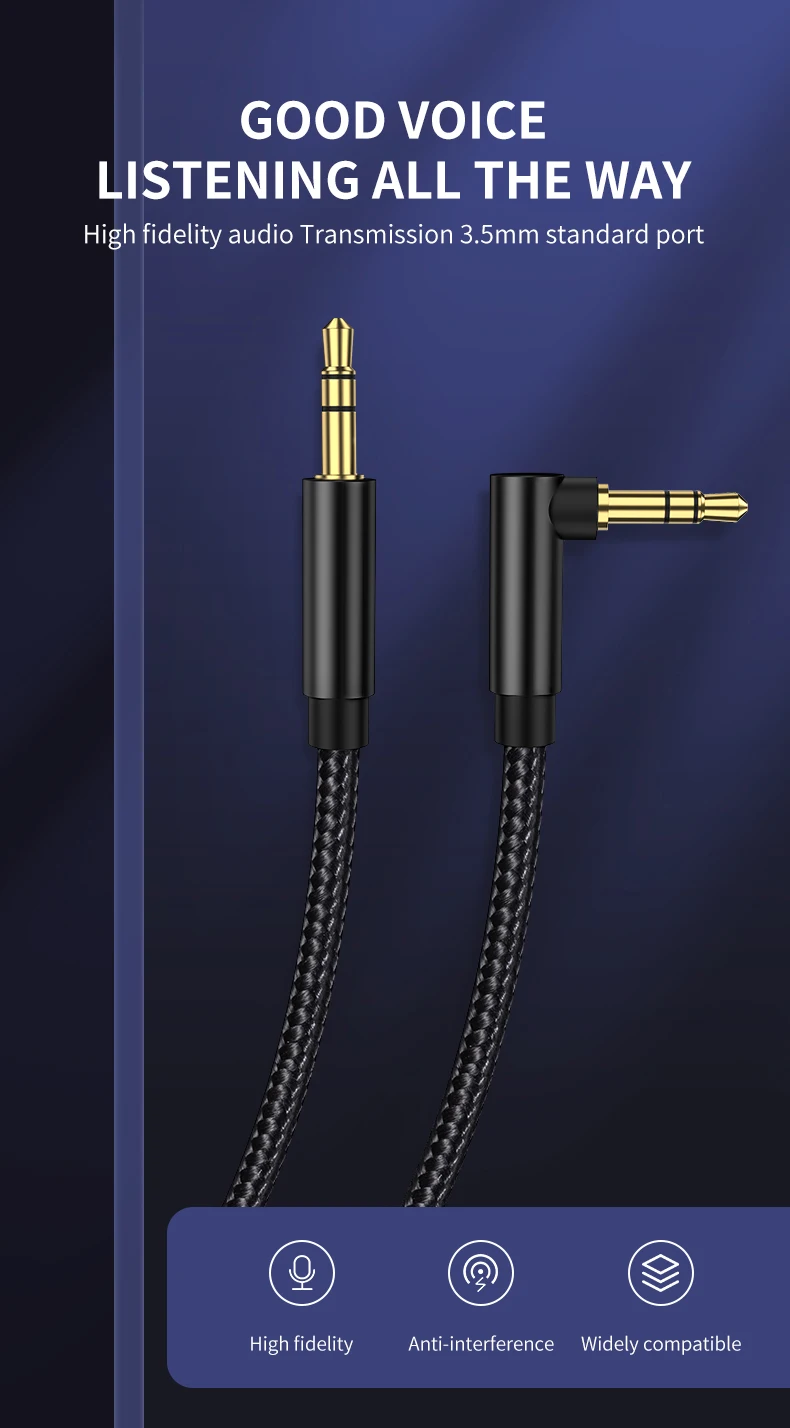 3.5mm elbow Aux Speaker Cable 3.5mm Jack Audio Cable For Car Headphone Speaker Aux Cord Male To Male Adapter For Samsung Xiaomi