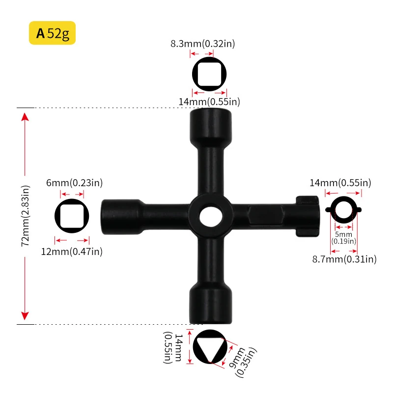 4 Ways Phillips Wrench Mini Universal Internal Triangle Multifunction Small Cross Key Wrench Repair Hand Tools For Car elevator