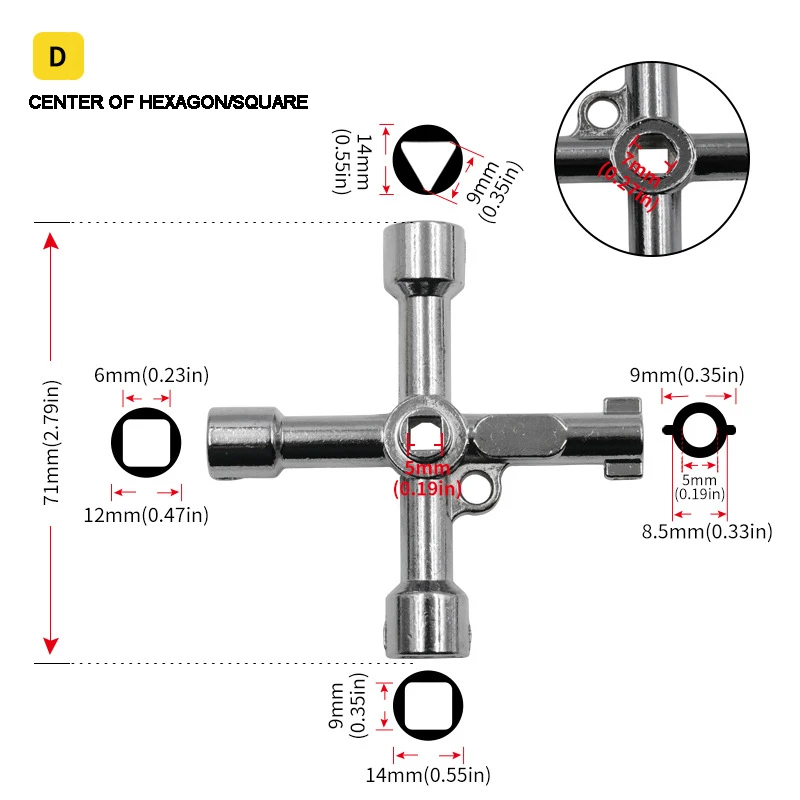 4 Ways Phillips Wrench Mini Universal Internal Triangle Multifunction Small Cross Key Wrench Repair Hand Tools For Car elevator