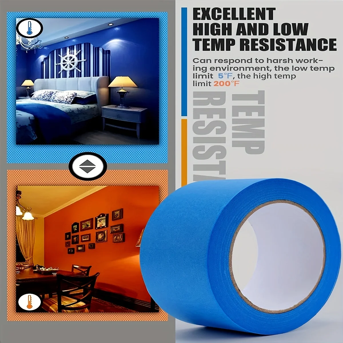 100 Feet * 1in Blue Painters Tape 1 inch Wide, Bulk Original Blue Masking Tape