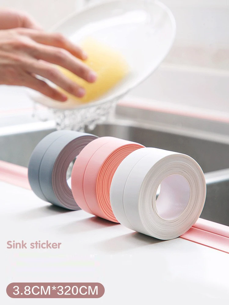 1 Roll of Waterproof and Mold Proof Toilet Sealing Strip, Kitchen Bathroom Self-Adhesive Sealing Tape, Bathroom Waterproof Tape
