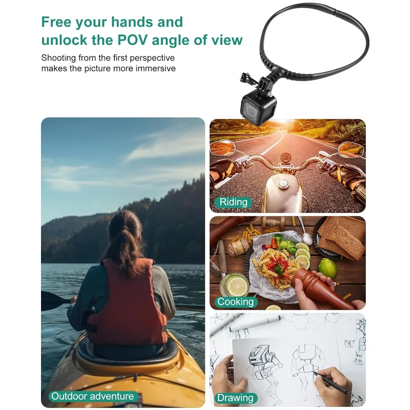 Neck Mount Necklace Holder Camera POV Mount for GoPro Hero 13 12 11 10 9 8 7 AKASO SJCAM DJI Osmo Action Insta360 Action Cameras