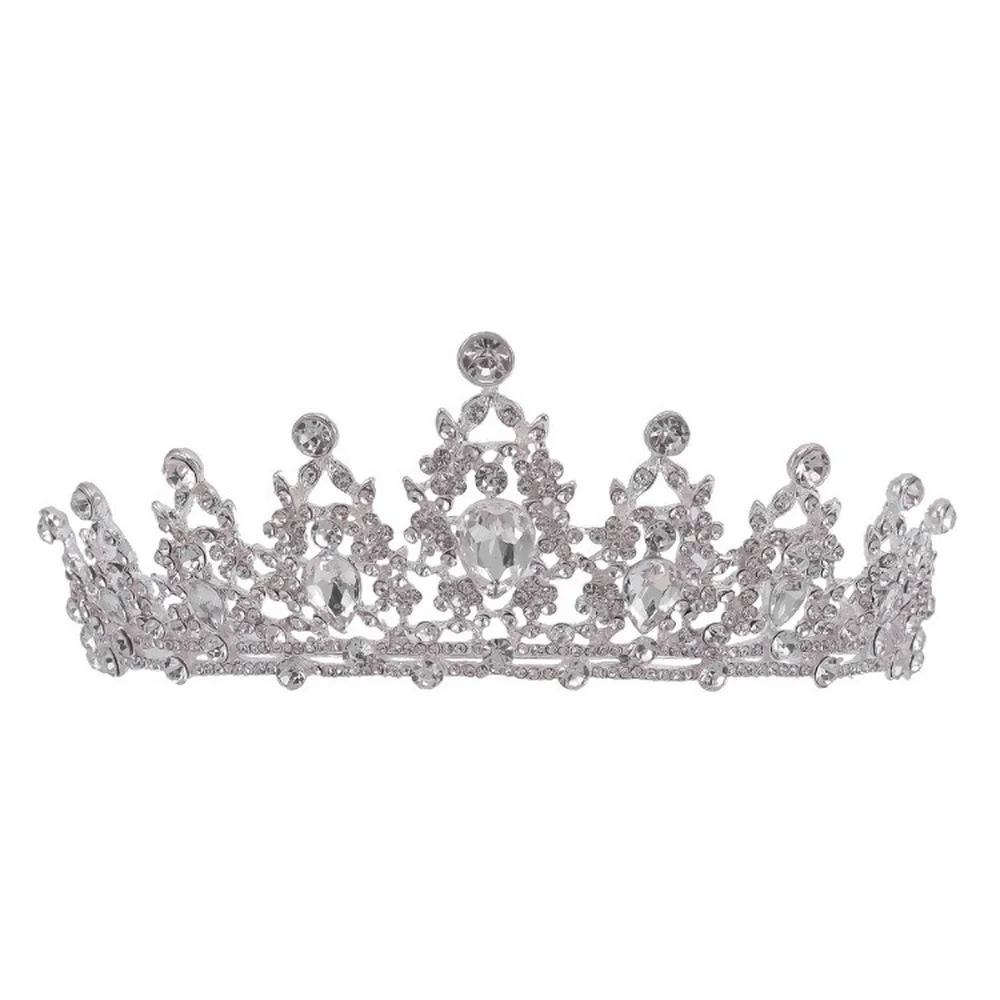 Wedding Hair Tiara Crystal Bridal Tiara Crown Silver Color Diadem Veil Tiaras Wedding Hair Accessories Headpieces Head Jewelry