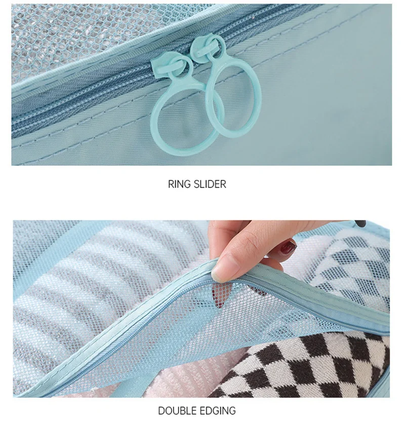 7Pcs Folding Travel Organizer Storage Bags Wardrobe Cube Suitcase Packing Set Storages Luggage Clothes Shoe Box