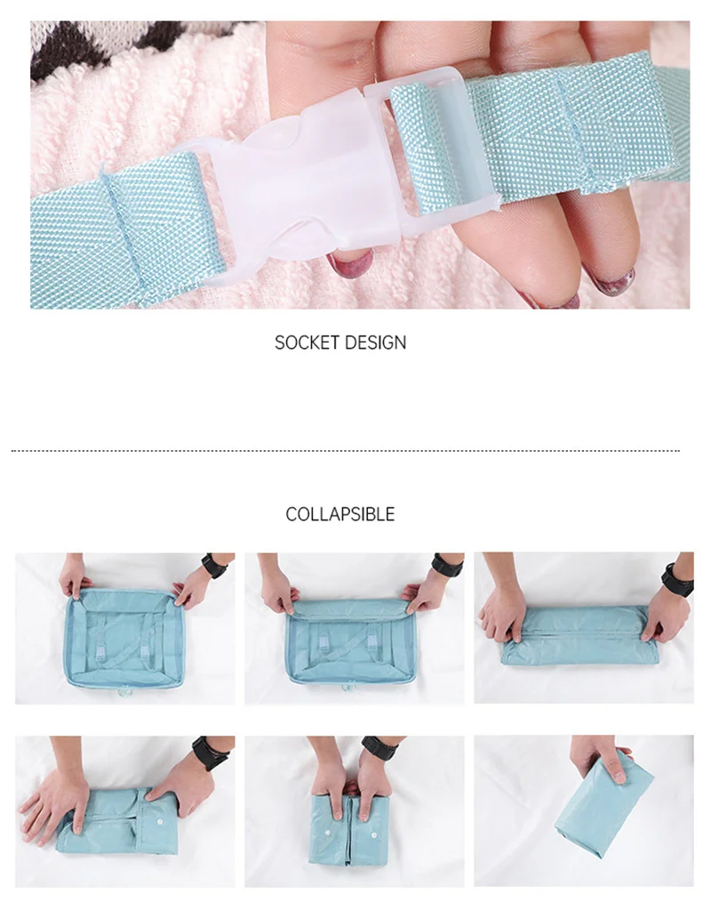 7Pcs Folding Travel Organizer Storage Bags Wardrobe Cube Suitcase Packing Set Storages Luggage Clothes Shoe Box