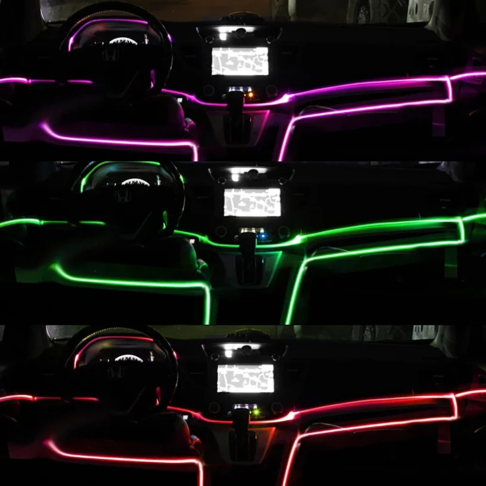 2.5mm Car Interior Decorative LED Fiber Optic Neon Wire Strip Light Guide Extension Accessories For Ambient Lighting Equipment