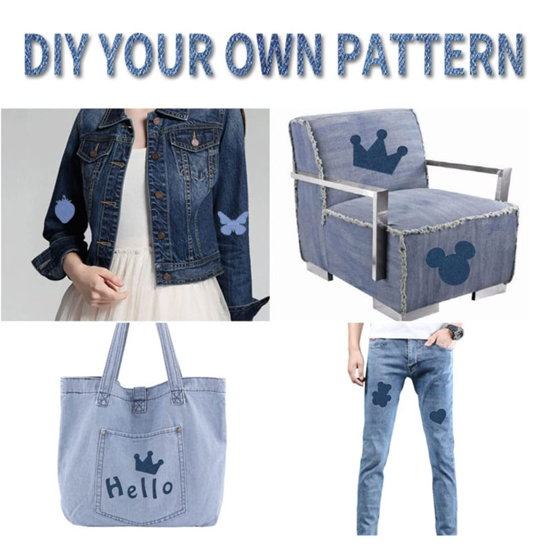 Denim Patches for Clothing - Super Glue Appliques, Iron-On & Sewing Fabric Embellishments, DIY Apparel Supplies for Pants and Ja