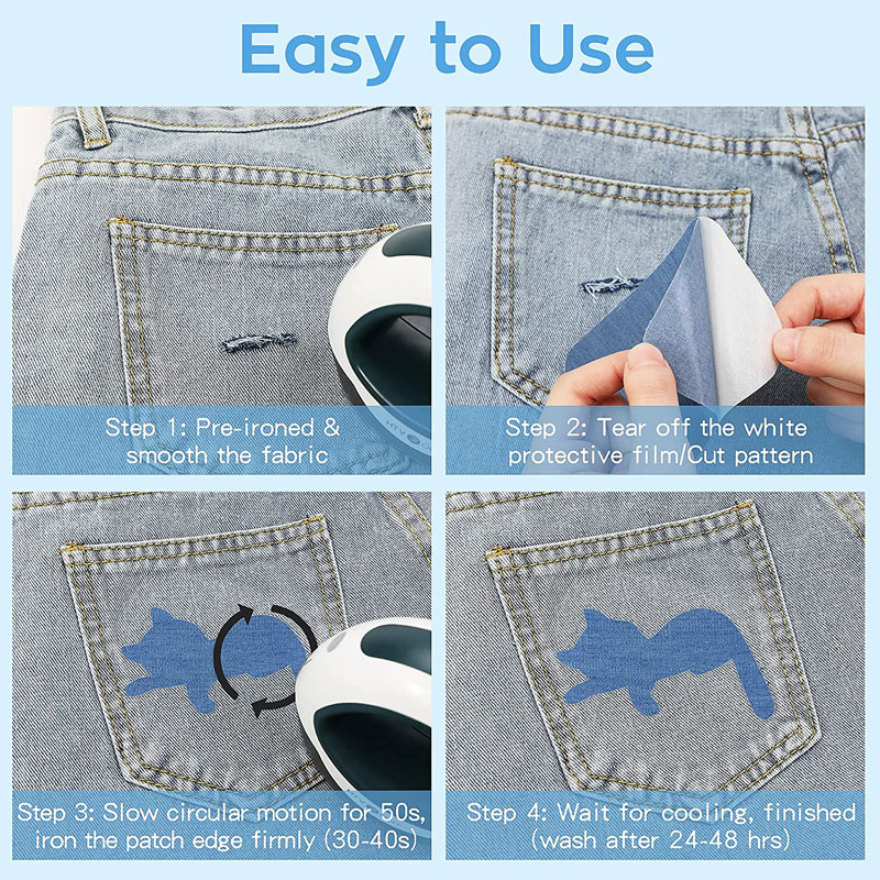 Denim Patches for Clothing - Super Glue Appliques, Iron-On & Sewing Fabric Embellishments, DIY Apparel Supplies for Pants and Ja