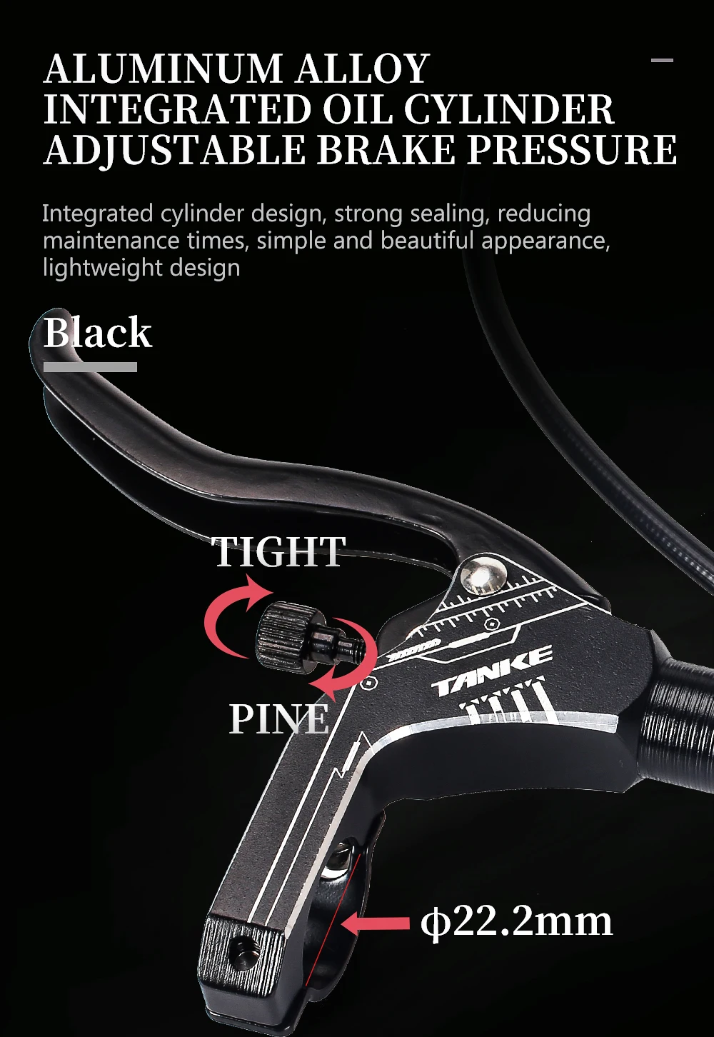 TANKE MTB Bike Hydraulic Disc Brake Set 160mm Rotors Oil Calliper Plate Front Rear Mountain Bicycle Clamp 22.2mm Handle A Pillar