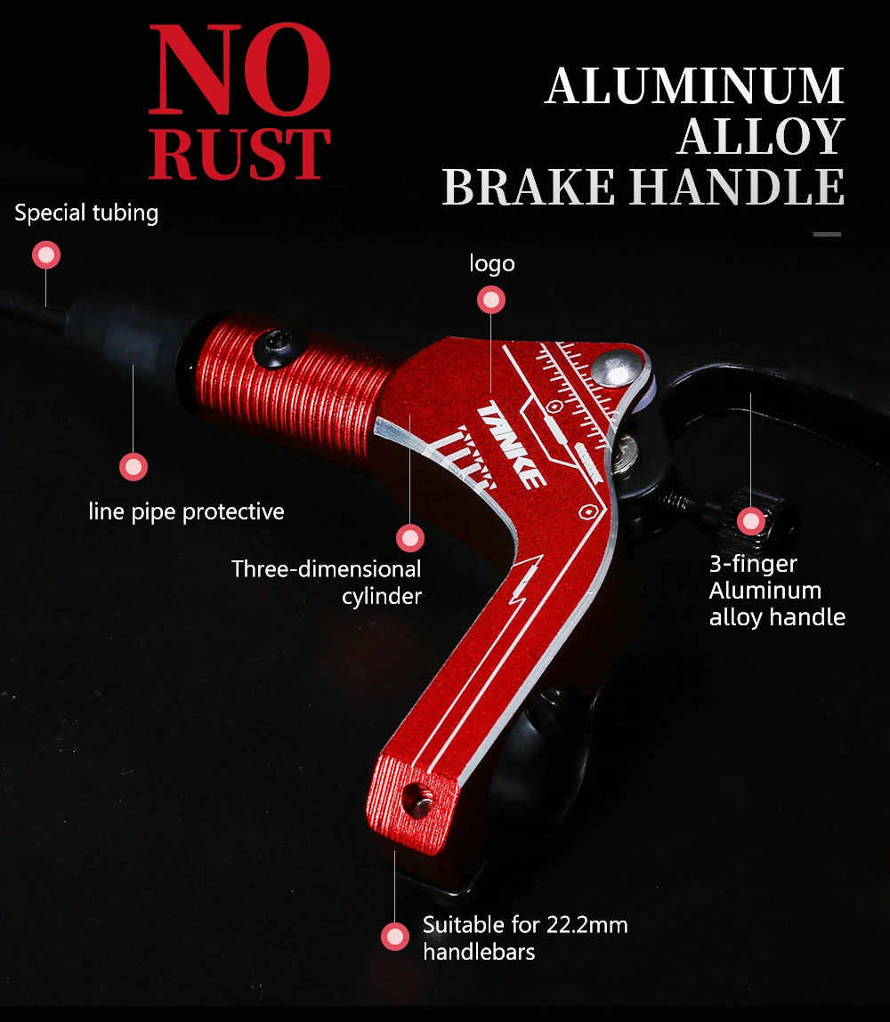 TANKE MTB Bike Hydraulic Disc Brake Set 160mm Rotors Oil Calliper Plate Front Rear Mountain Bicycle Clamp 22.2mm Handle A Pillar