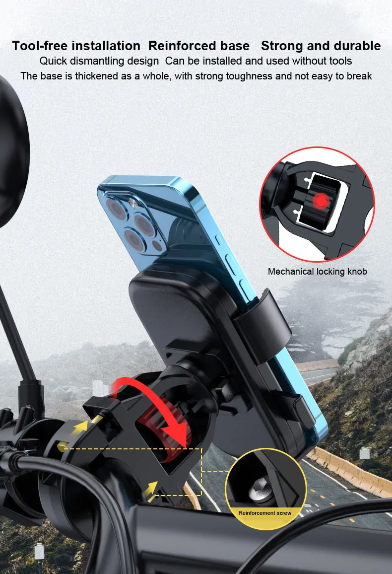 Anti-slip Phone Mount 360° Rotatable Adjustable Bike Phone Mount for Outdoor Cycling, Mountain Bike Accessories